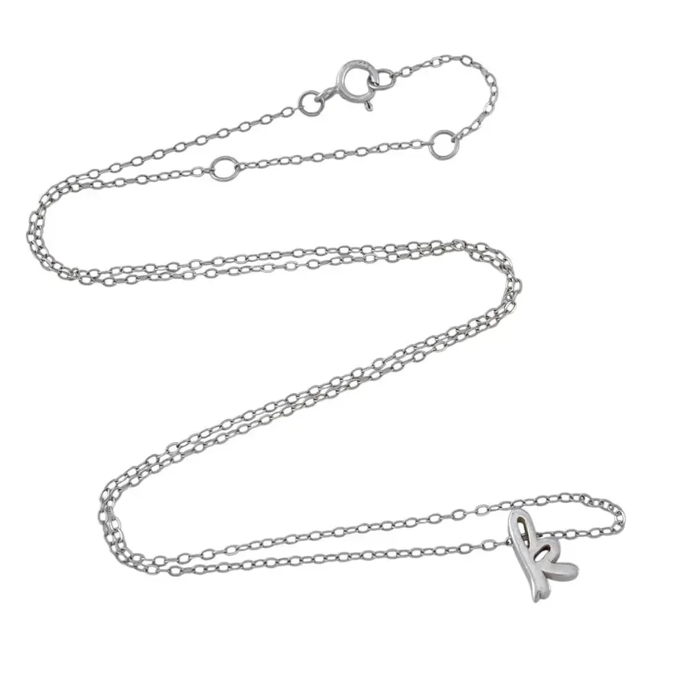 Vintage Sterling Silver 925 K Initial Necklace 16-18